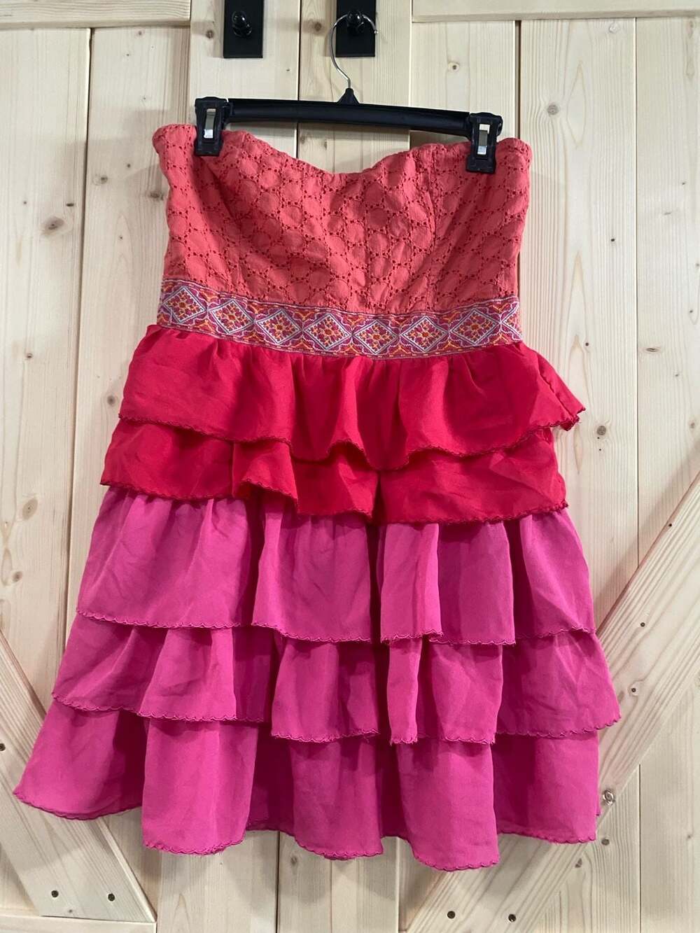 Flying Tomato Women's Multi-Color Ruffle Strapless Dress Size L